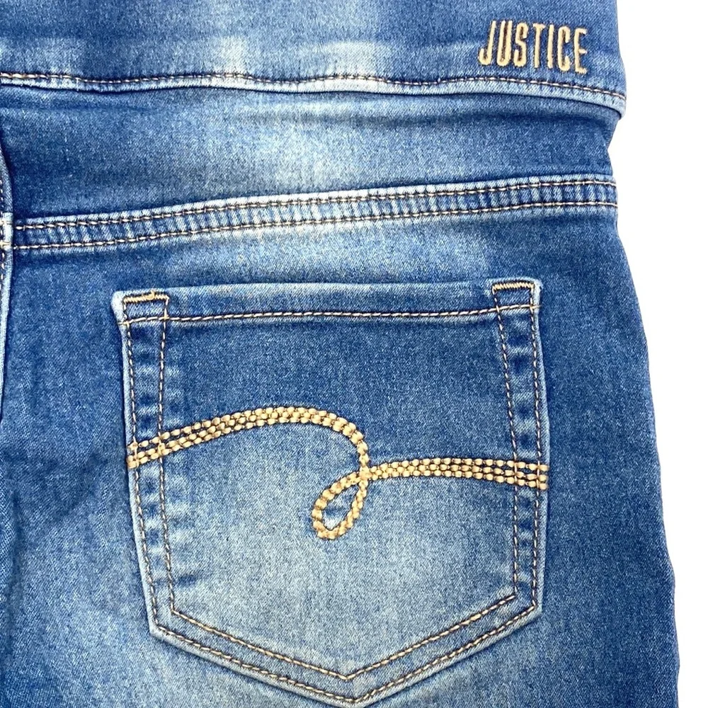 Justice Girls Distressed Pull-On Denim Cut-Off Roll-Up Shorts